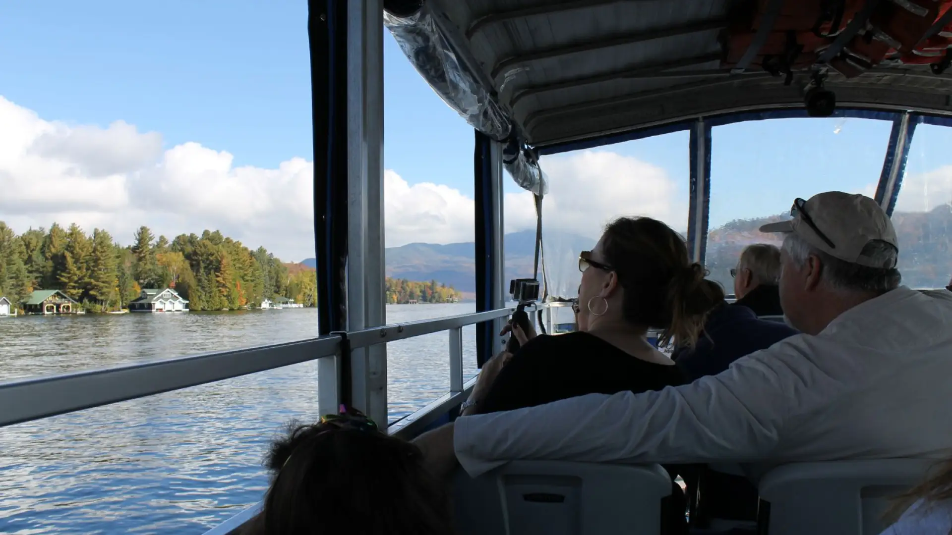 A couple enjoys the boat tour.
