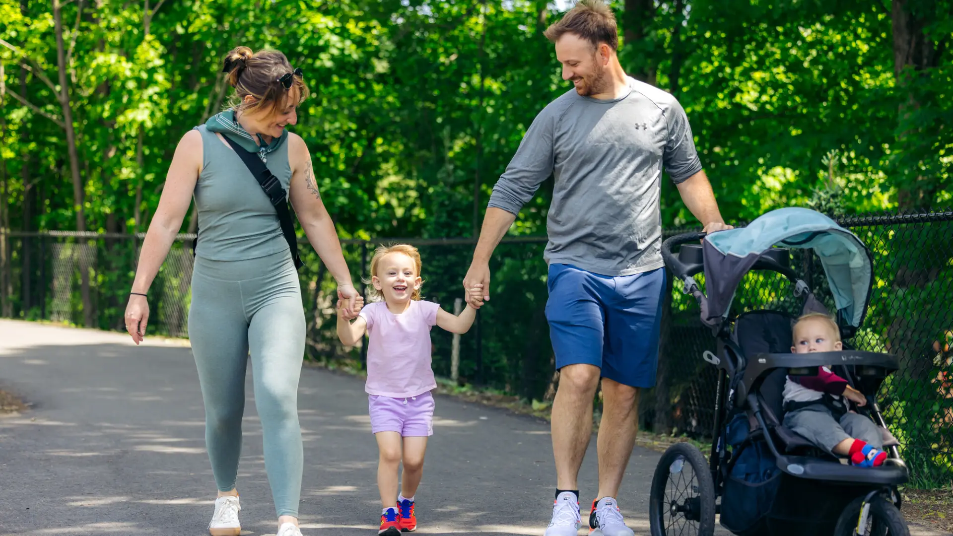 A family on the Adirondack Rail Trail
