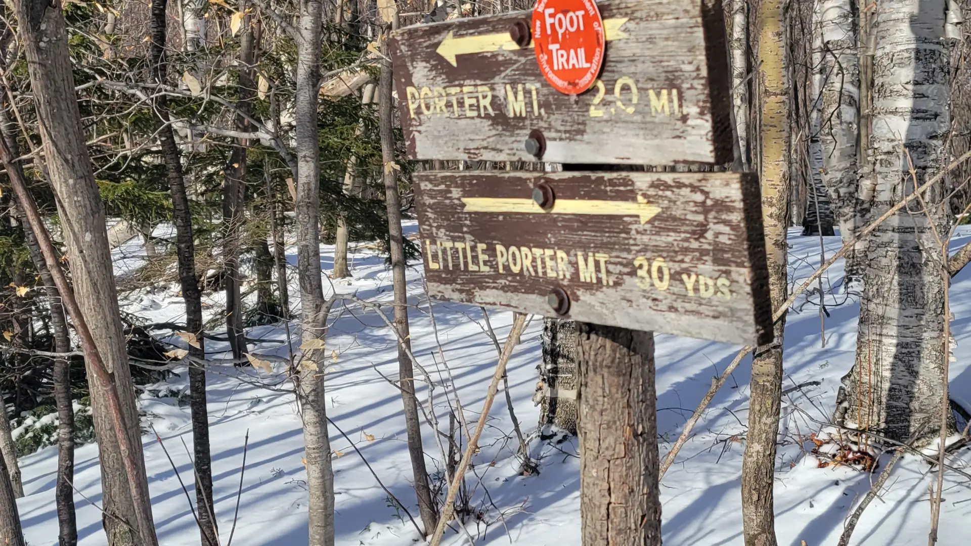 Trail sign for Little Porter