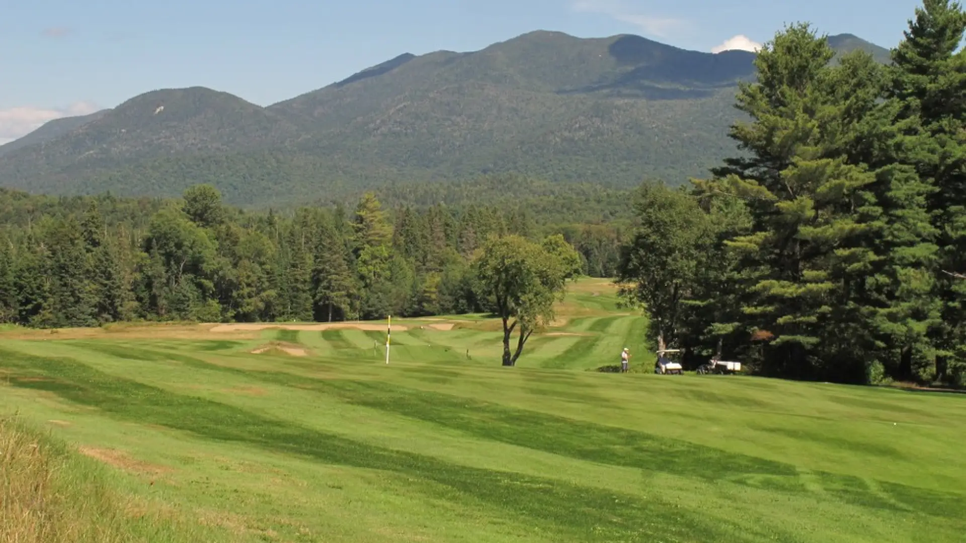 A gold course with mountain views