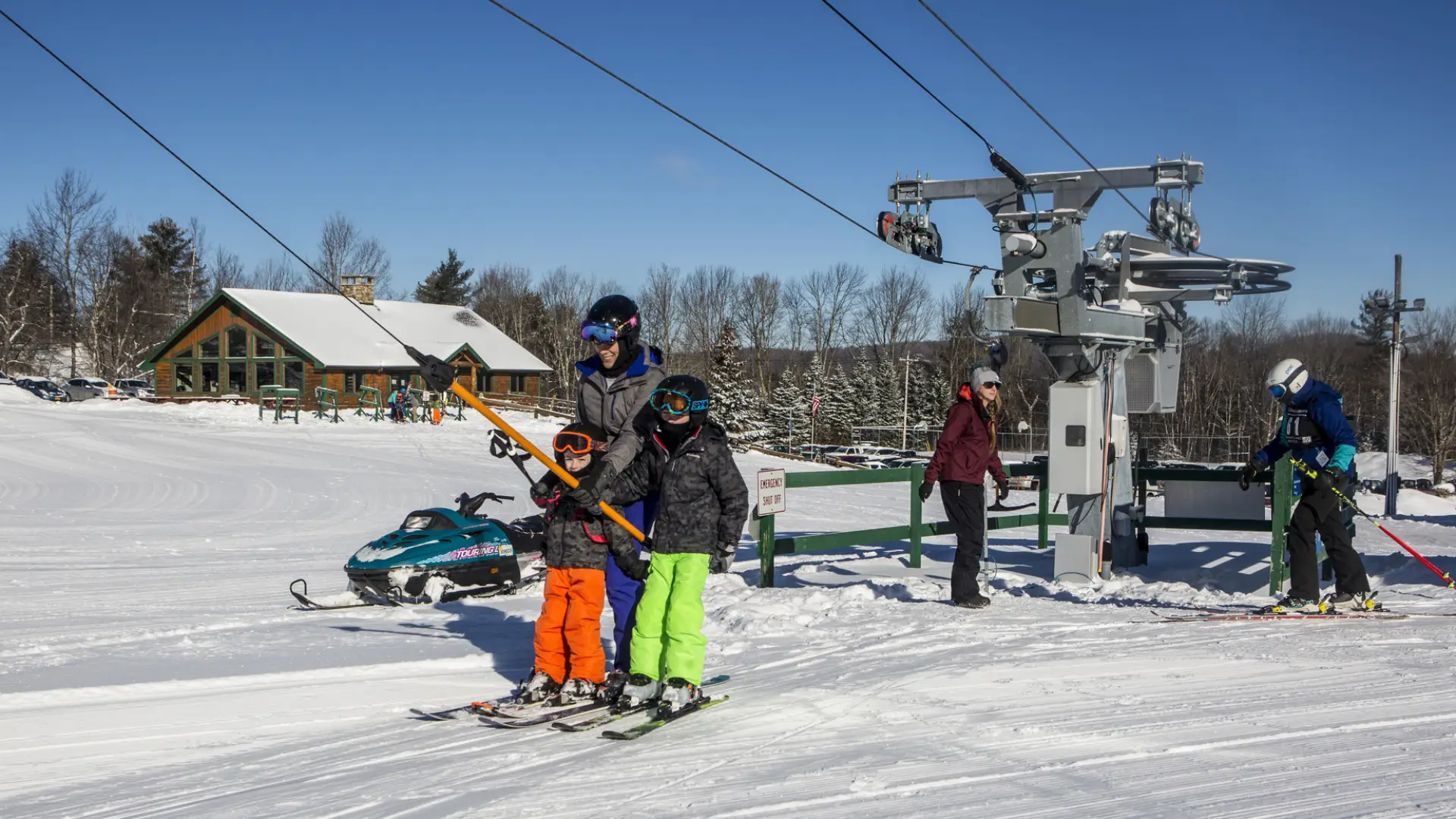 A few people on the t-bar at Mt Pisgah