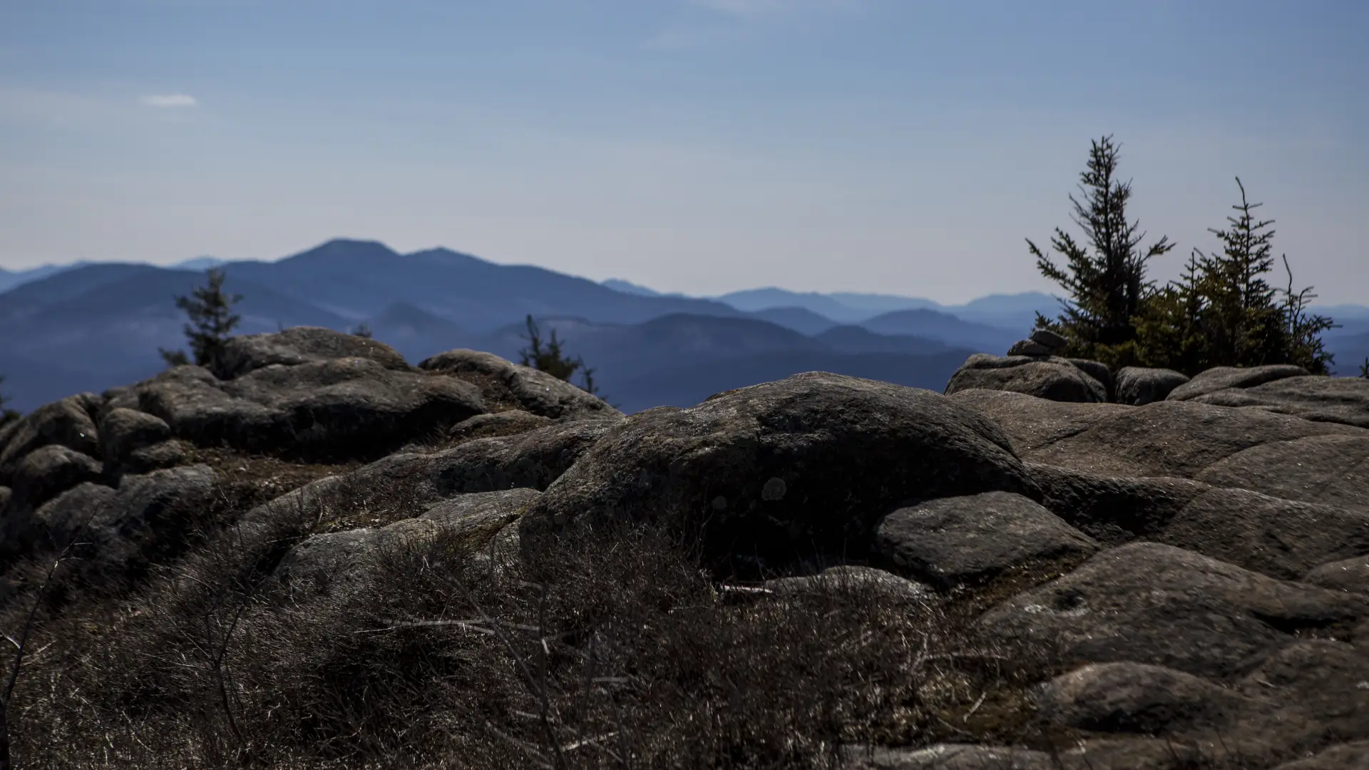 A bald summit with mountain views