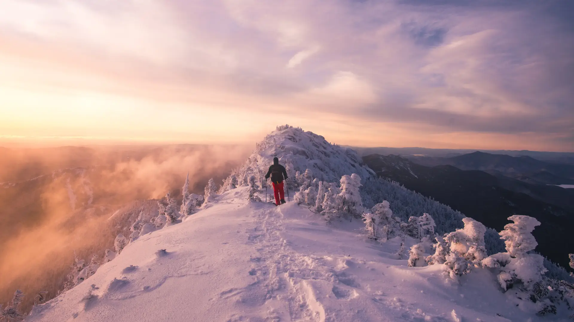 Hikers on Dix in the winter