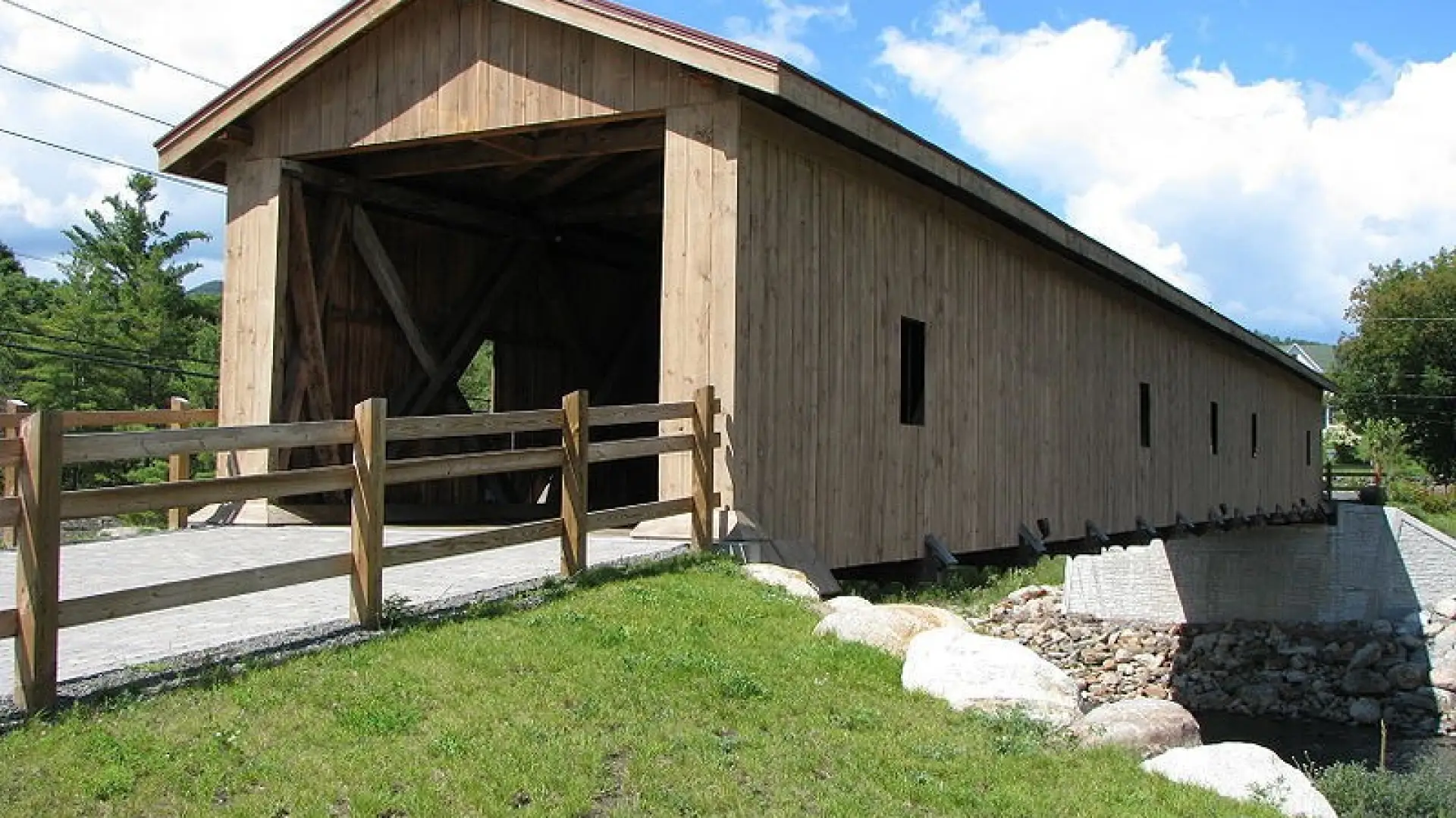 This covered bridge has been restored for foot traffic.