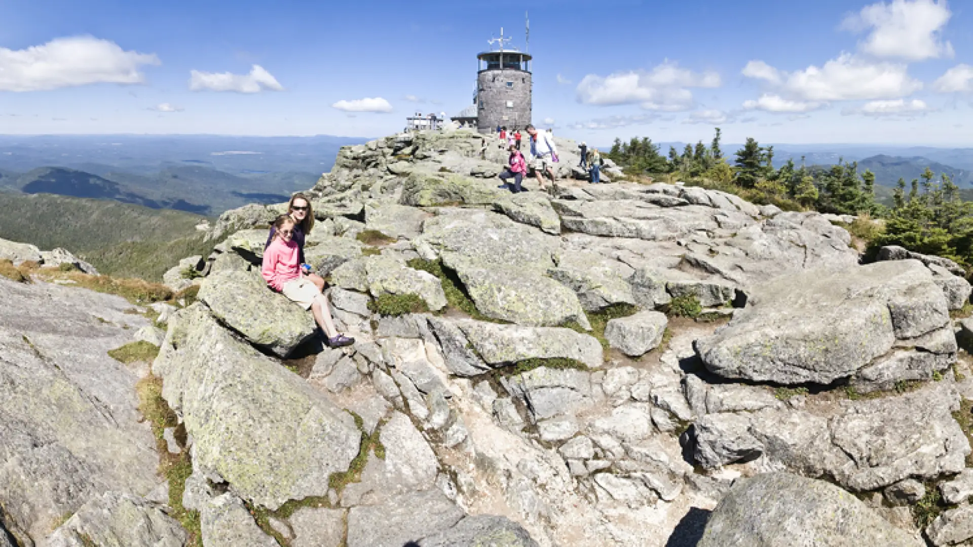 The top of Whiteface Mountain comes with a peak to peak set of stairs and a cafe.