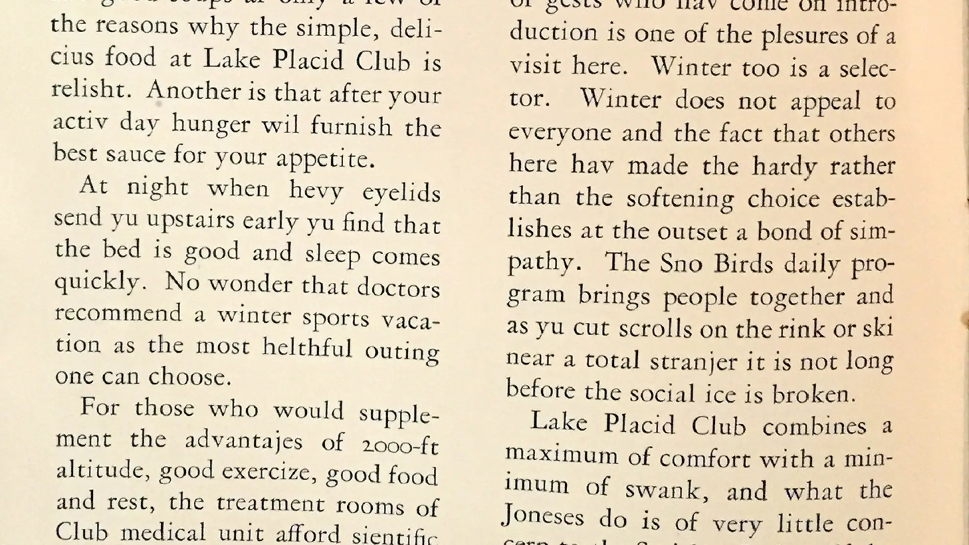 Excerpt from a Lake Placid Club pamphlet