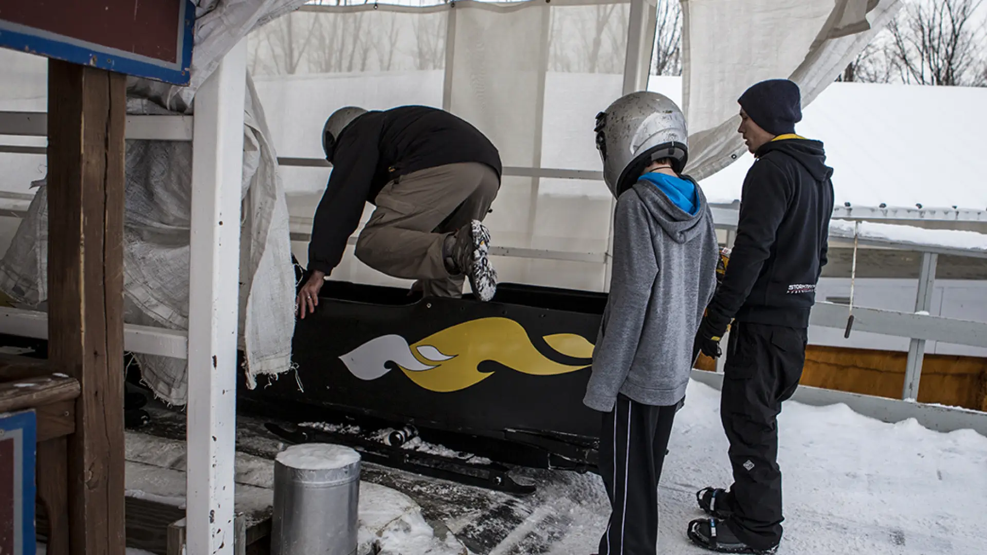 Getting in the sled