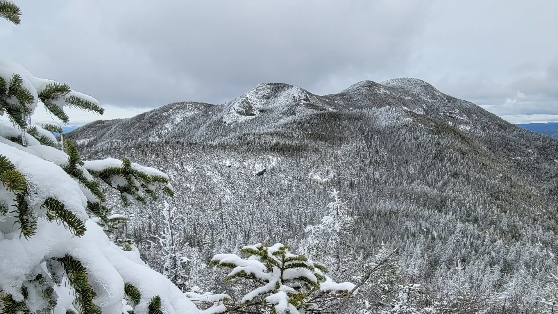 A rocky mountain top in the winter
