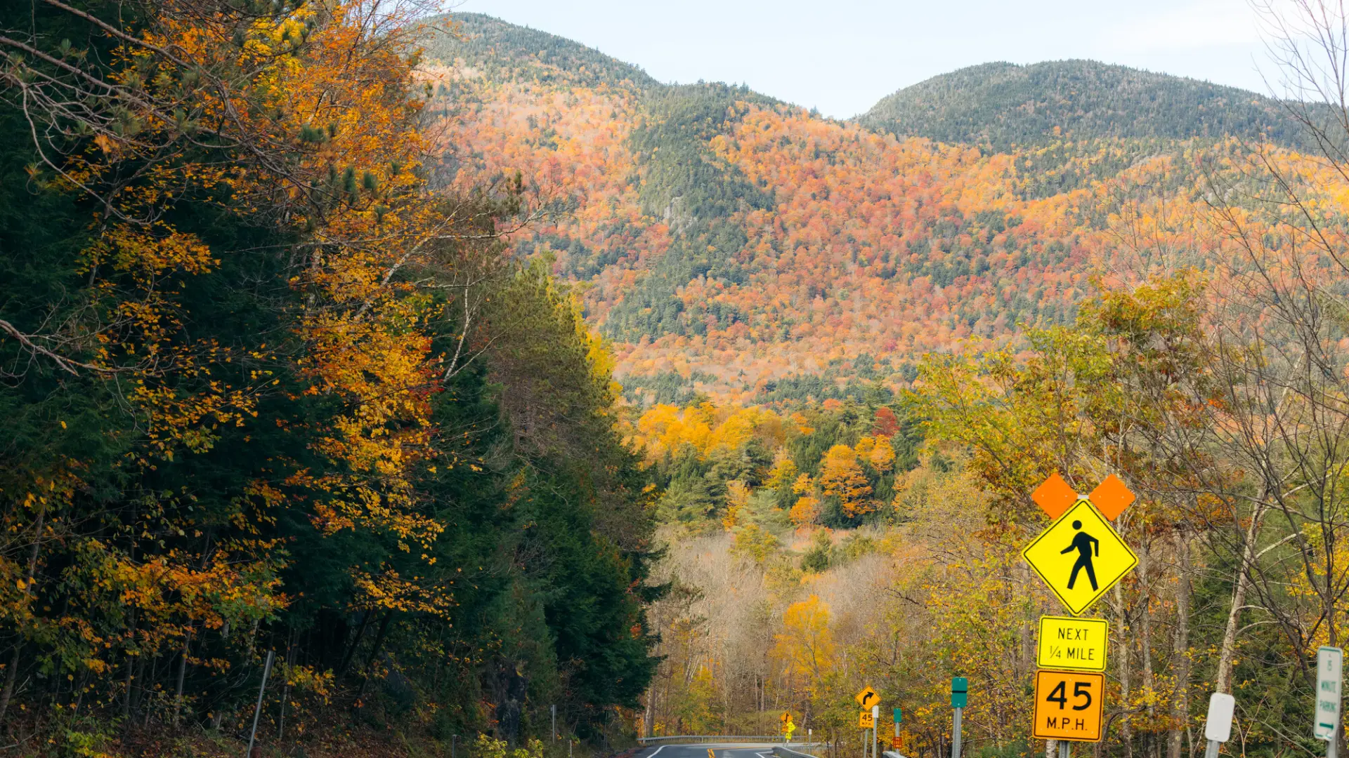 A scenic fall drive in Lake Placid.