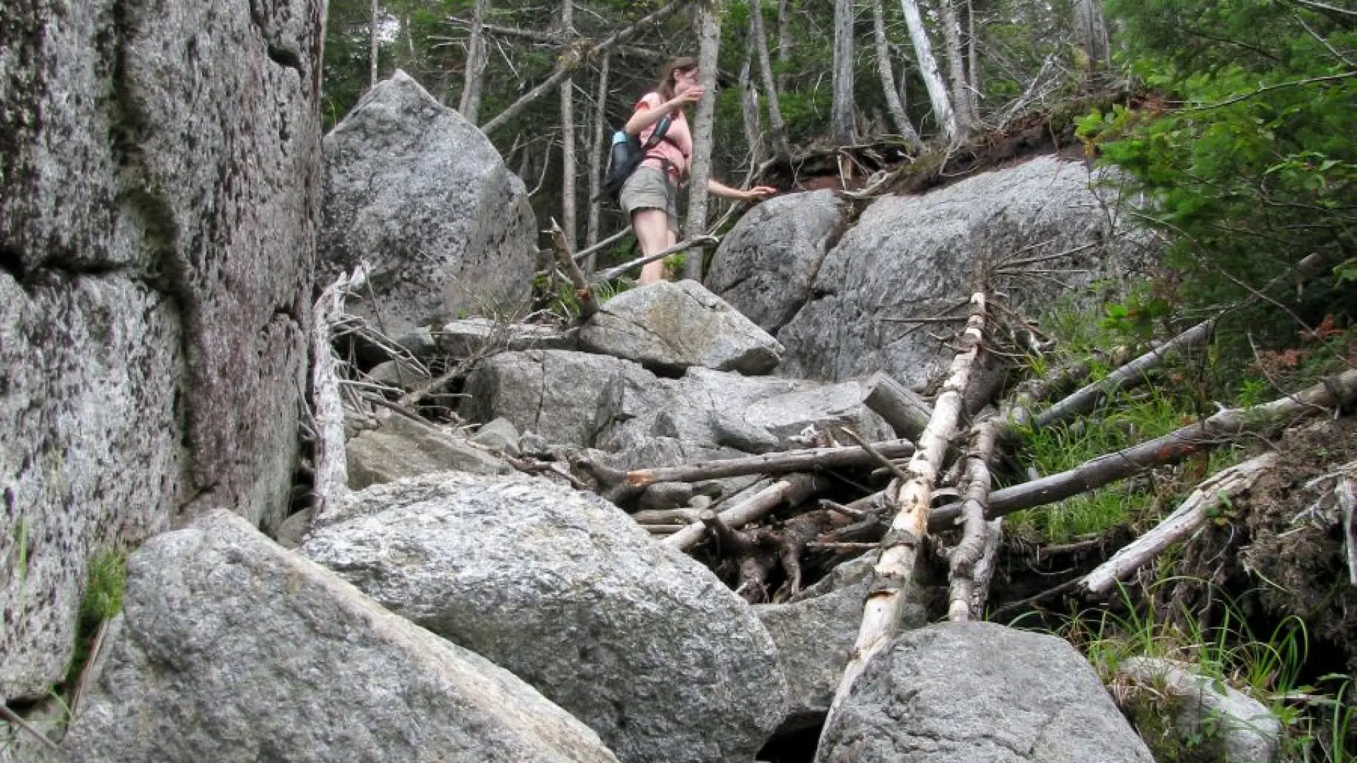 The steep, rocky gully on the backside of Seward.