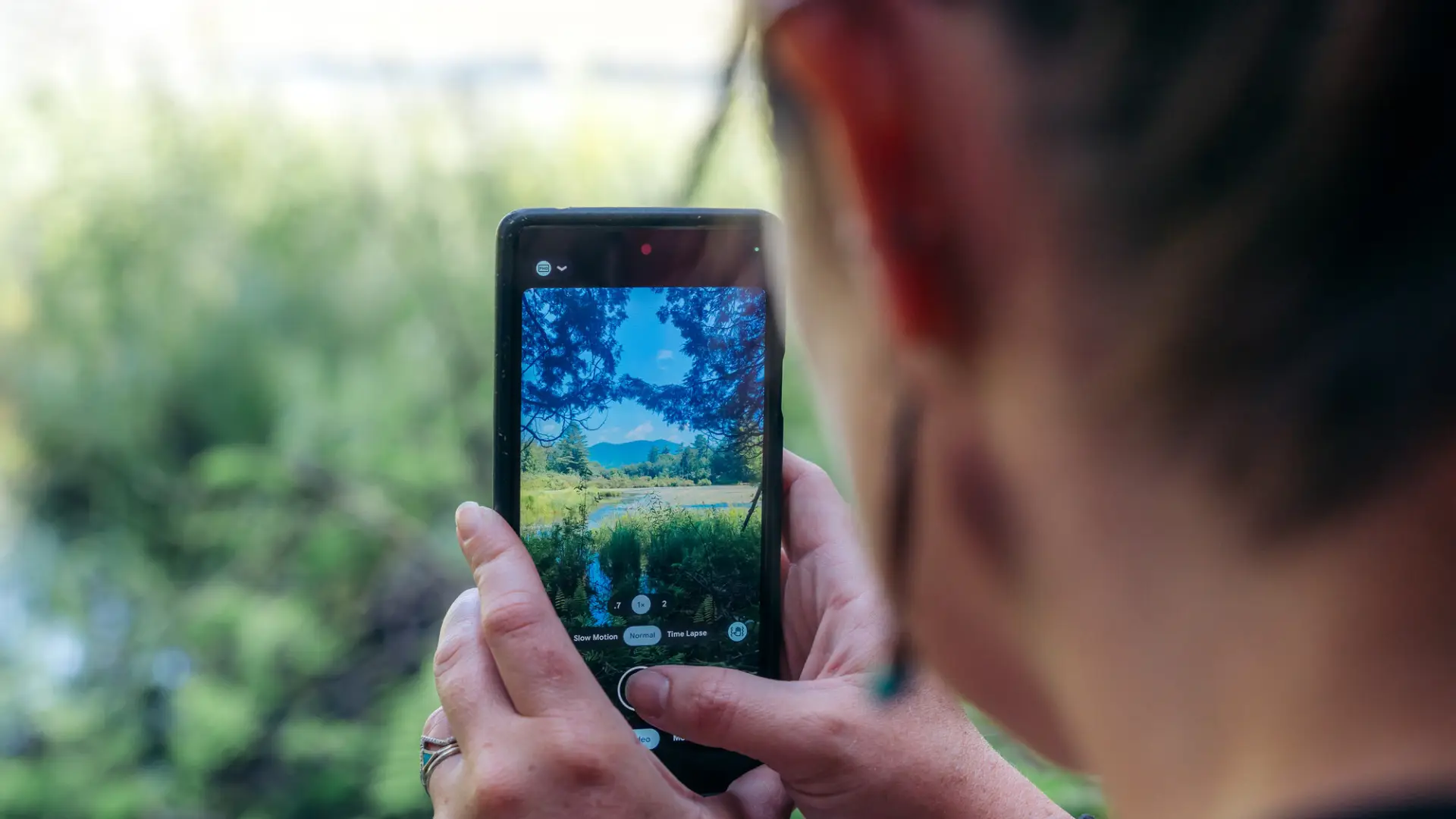 Keene Pond seen through a phone