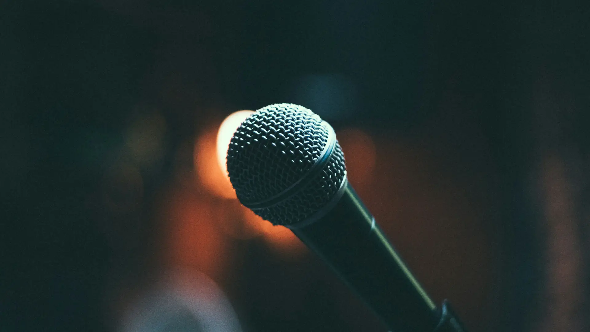 Stock image of a backlit microphone