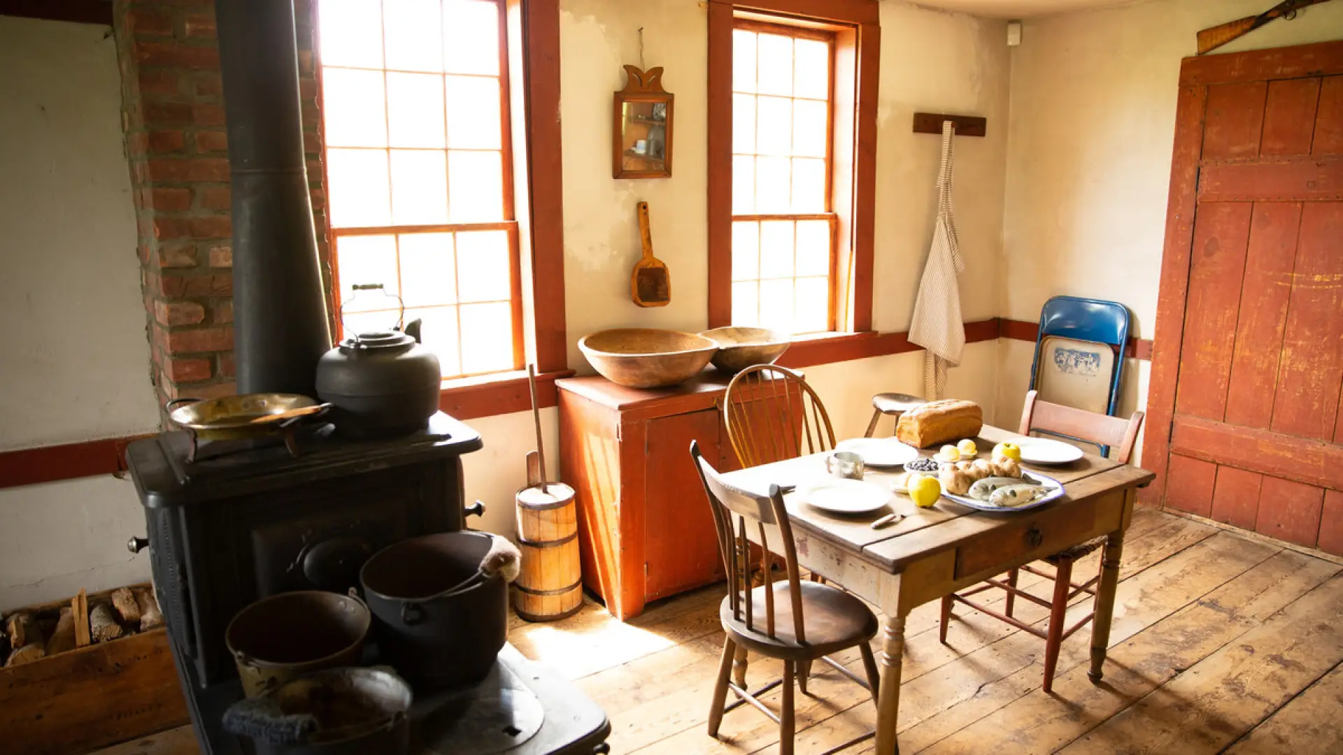 The interior of an 1800's kitchen at John Brown Farm.