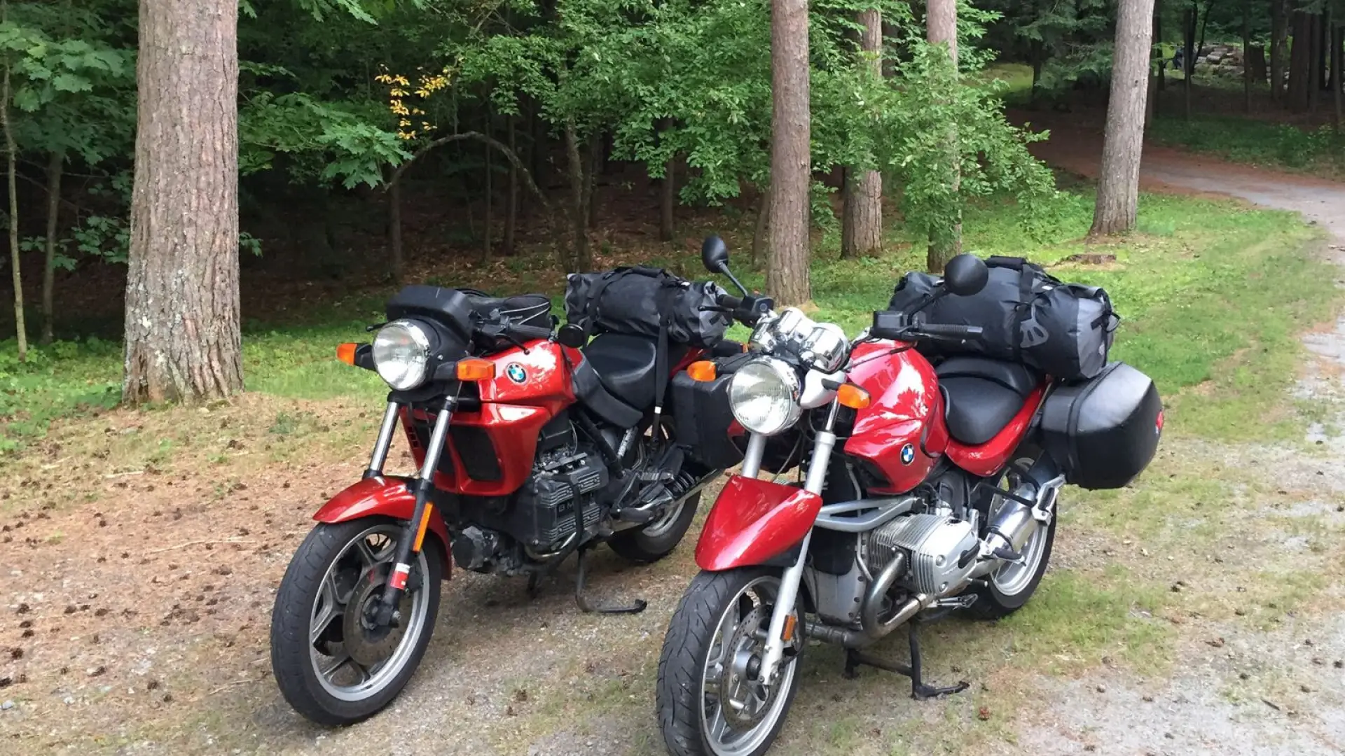 Motorcycles packed and ready to roll.