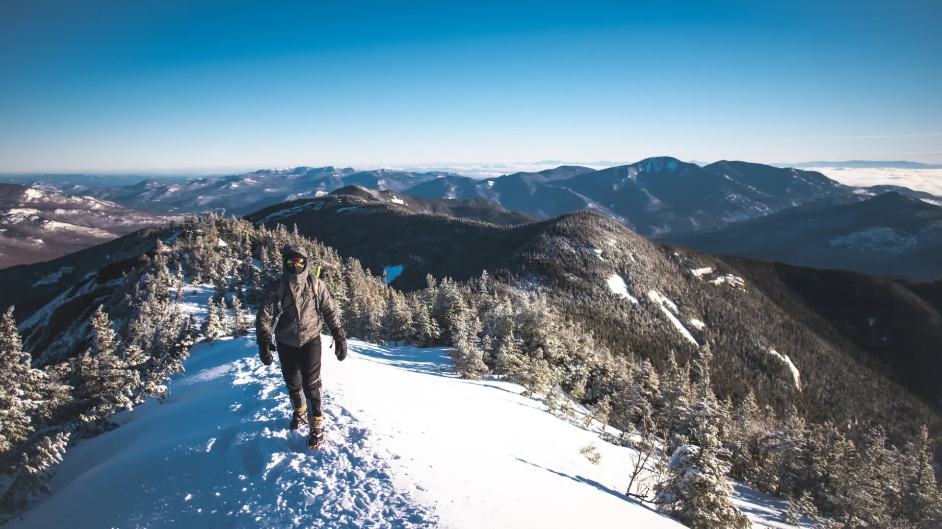 Hiker on Gothics in the winter