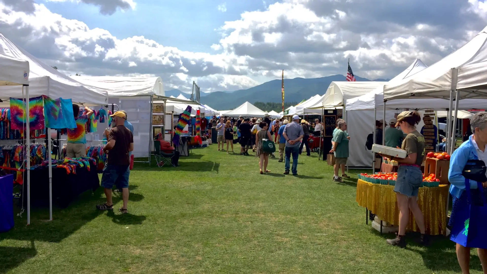 The Keene Farmers Market is the biggest in the area, and can spread out over a big field nestled in the mountains.