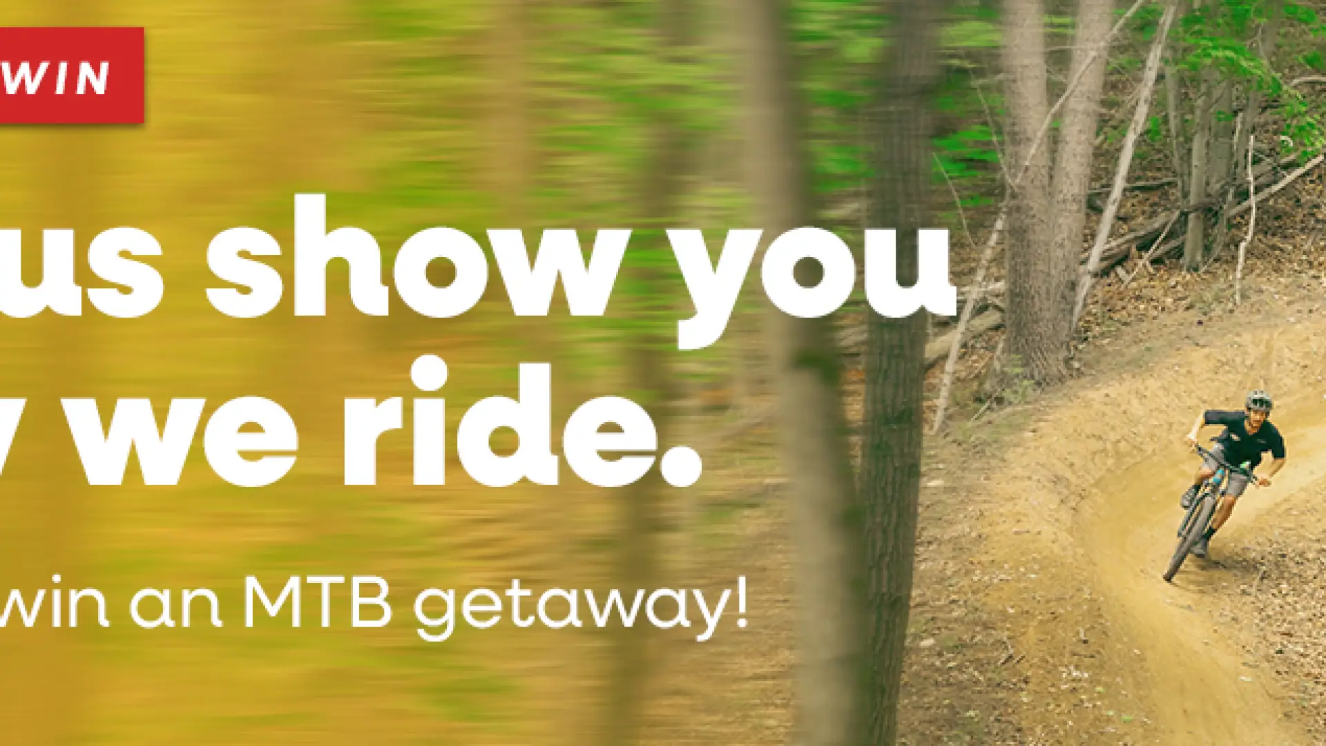 A banner for a mountain biking giveaway