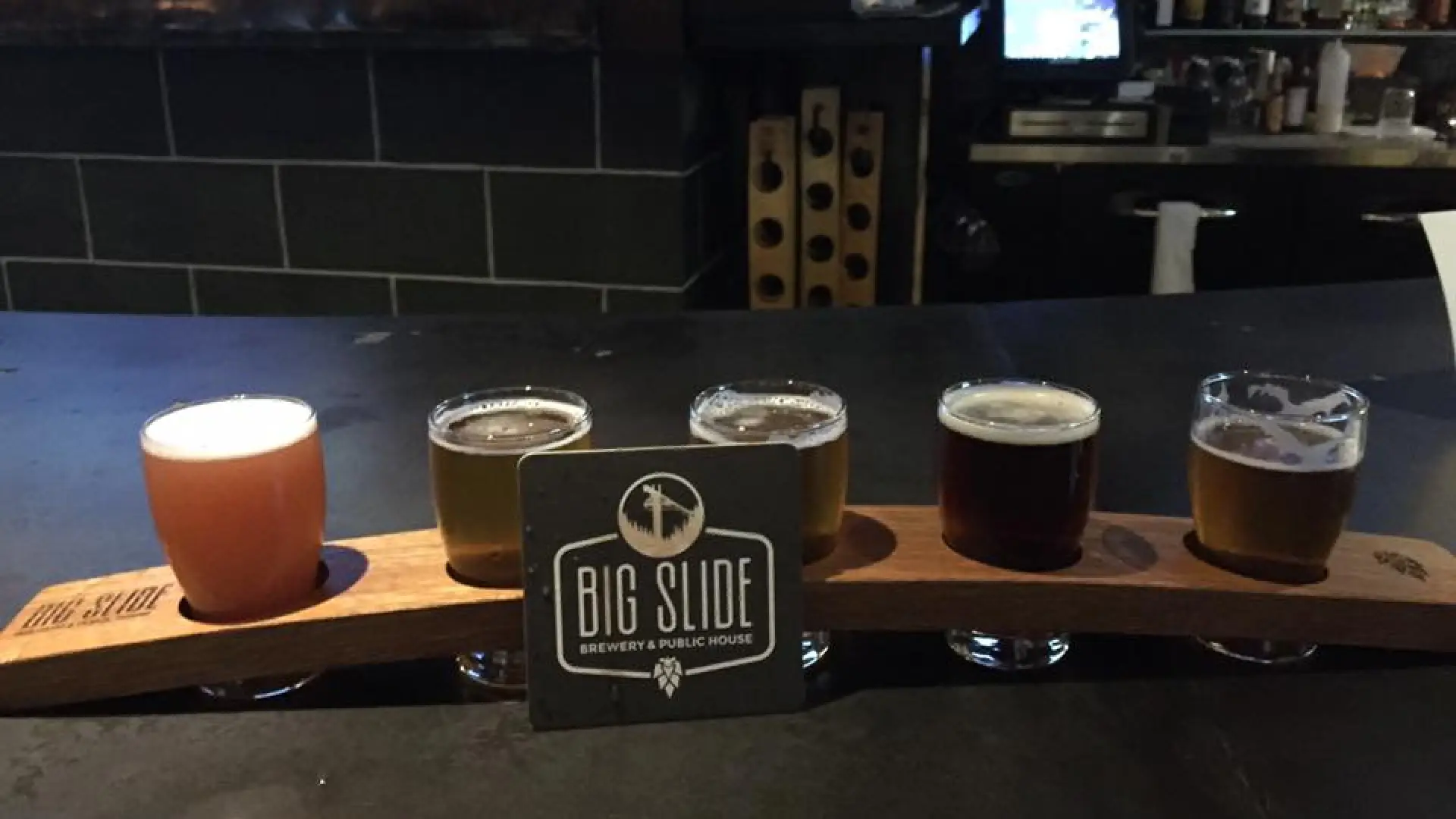 Beer flight at Big Slide