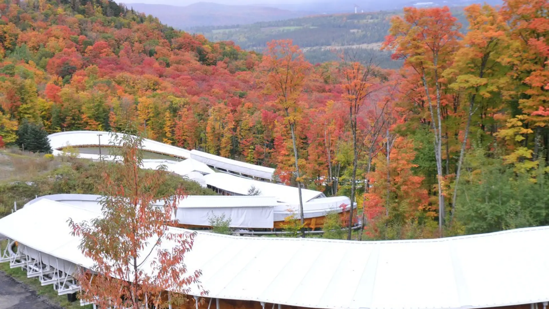 view of bobsled track from the air.