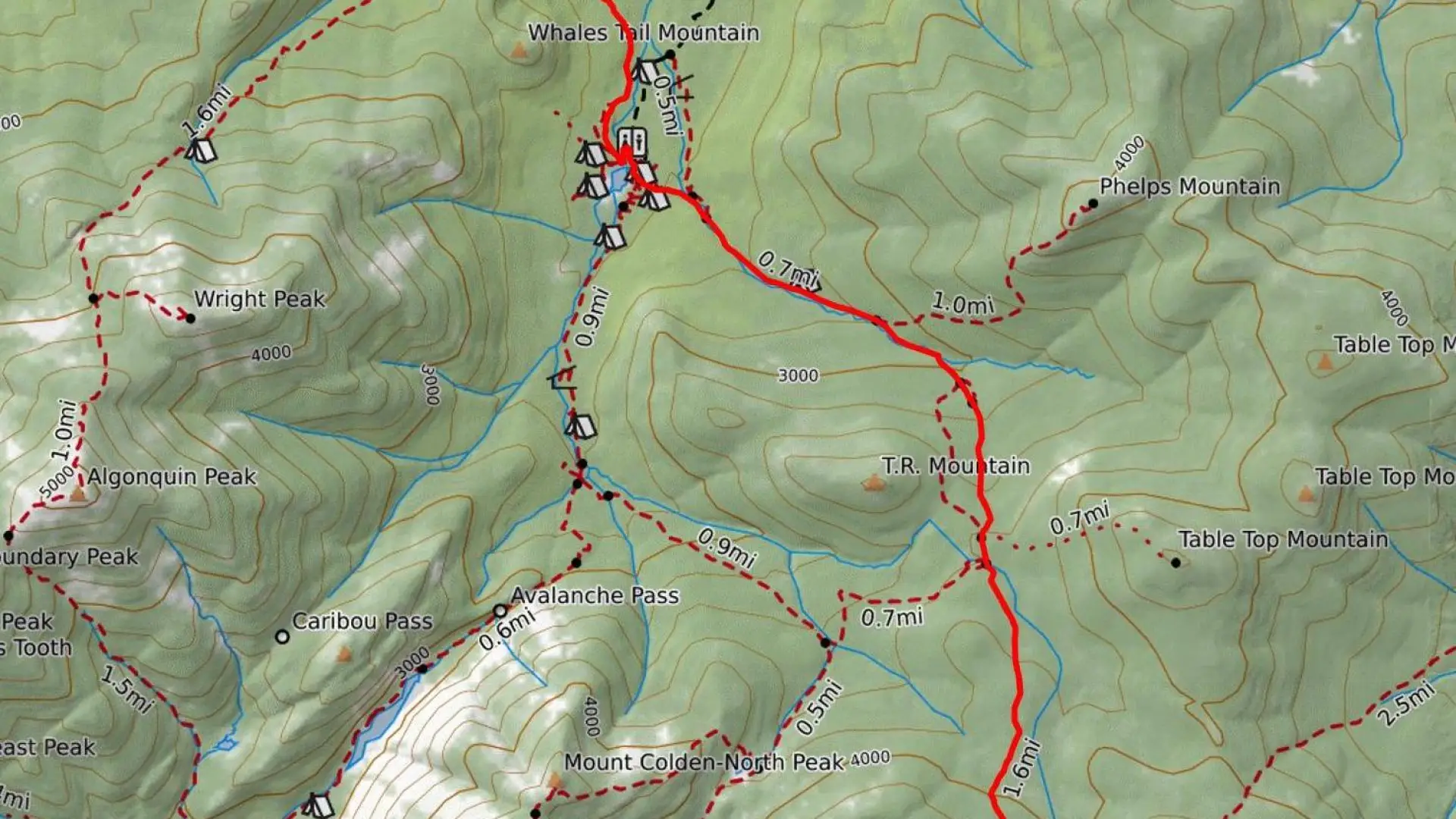 Map of a hiking trail