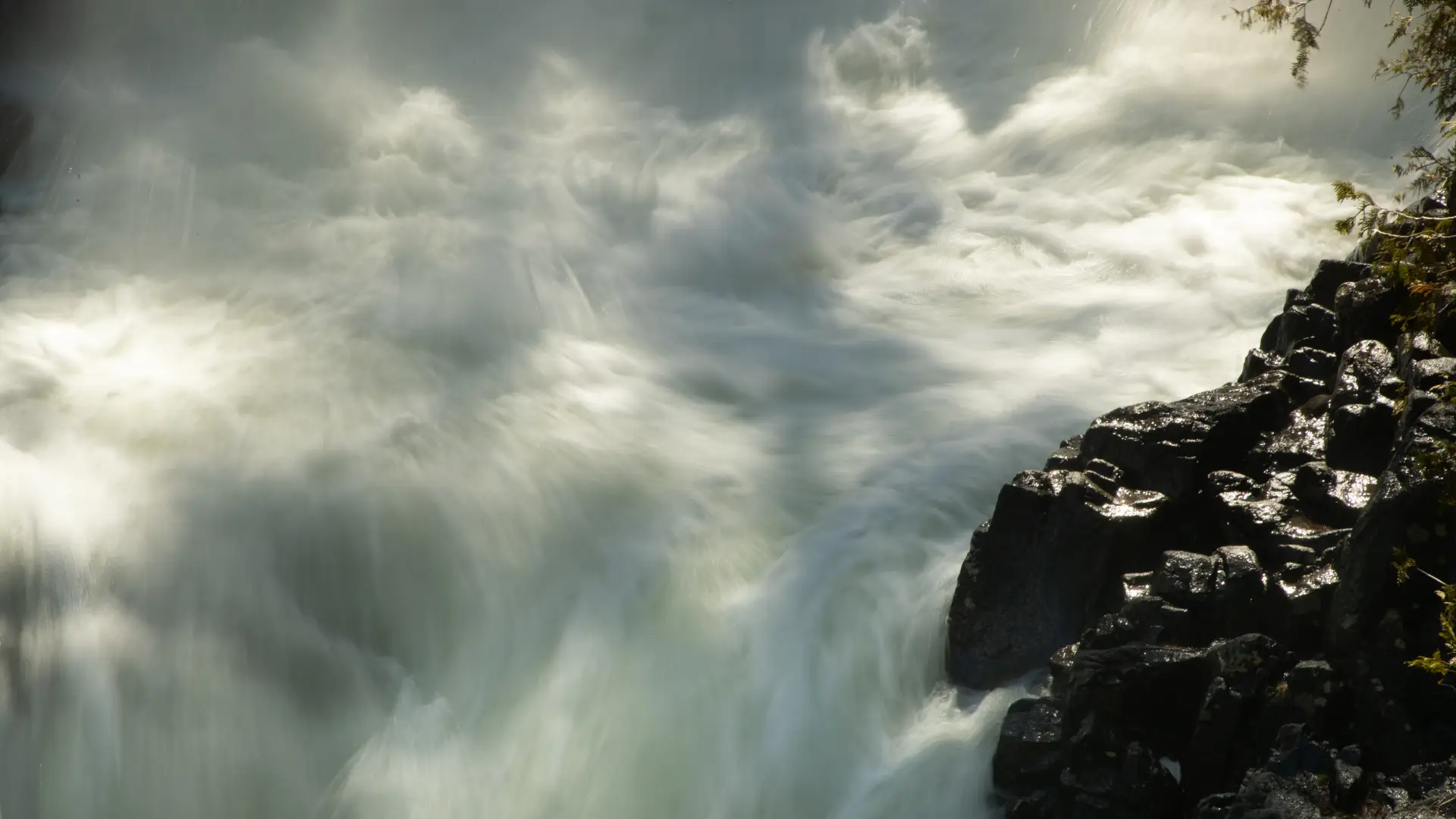 Rushing water over rocks