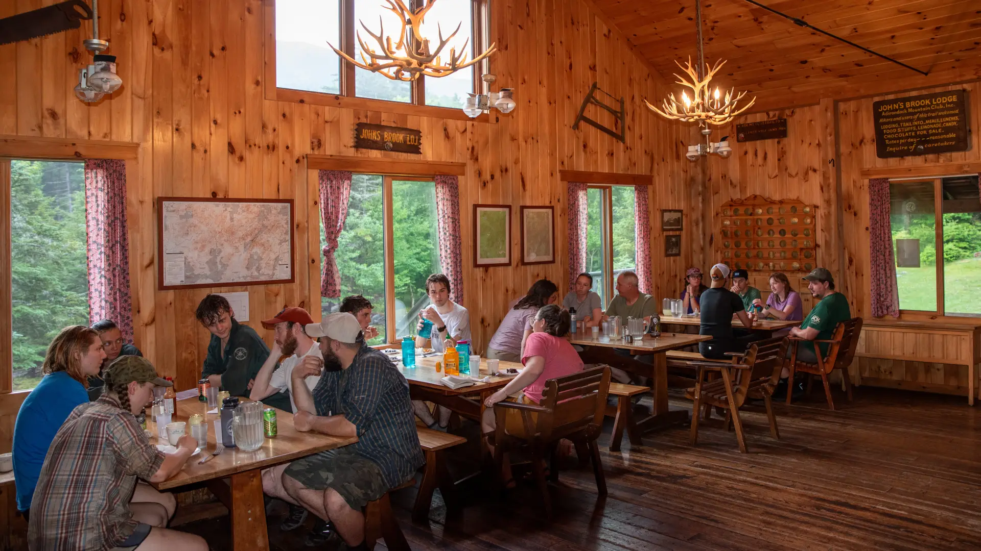 People eating and resting inside JBL