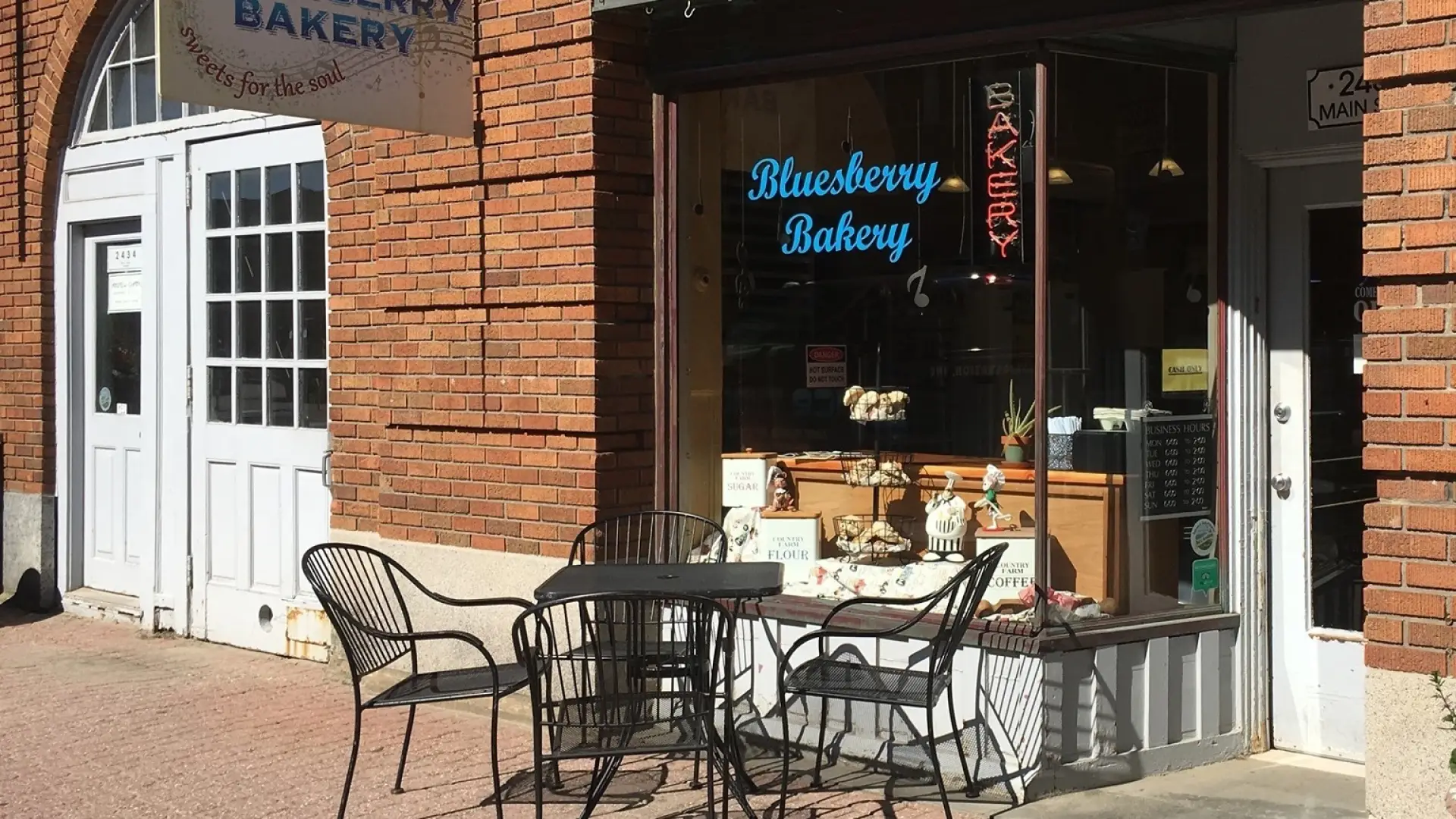 The bakery with a table out front