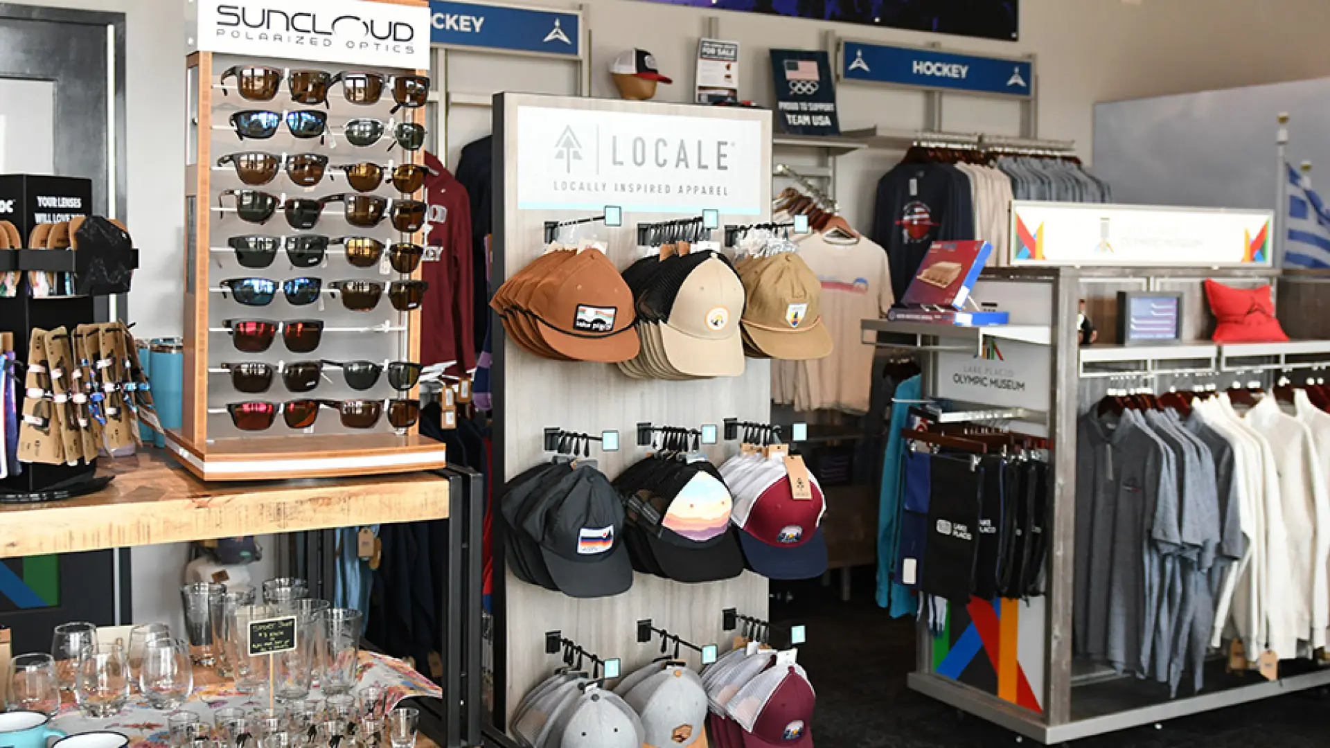 Hats, sunglasses, shirts and custom glassware are a few items available at Miracle Moments store.