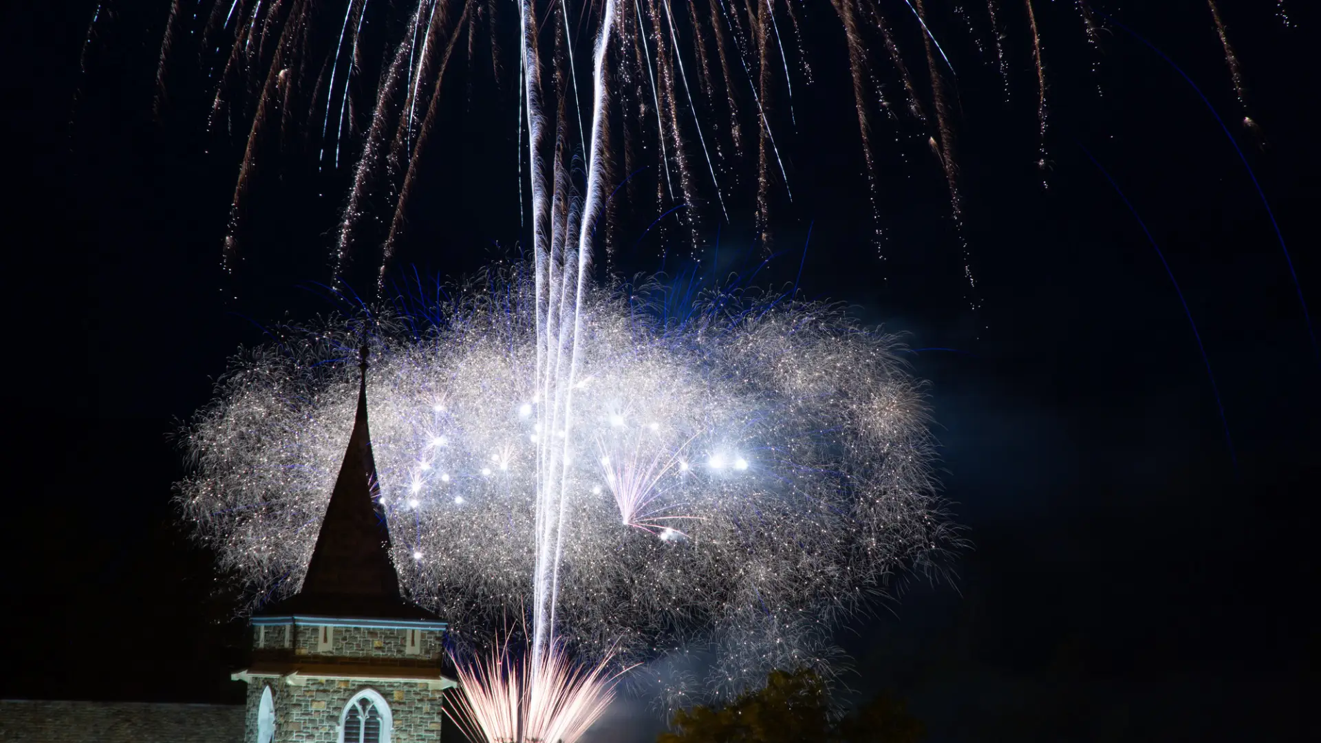 Fireworks behind the church