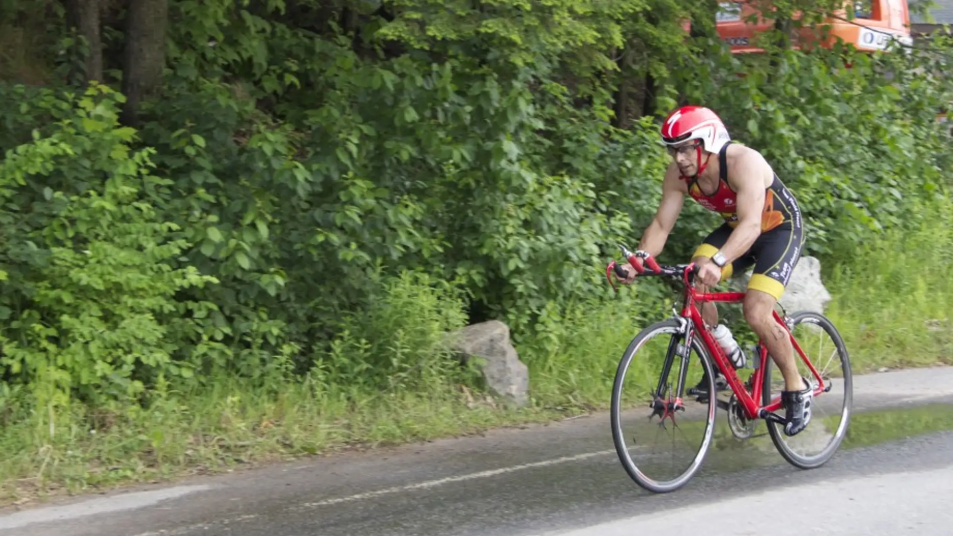 Heading out on the bike course
