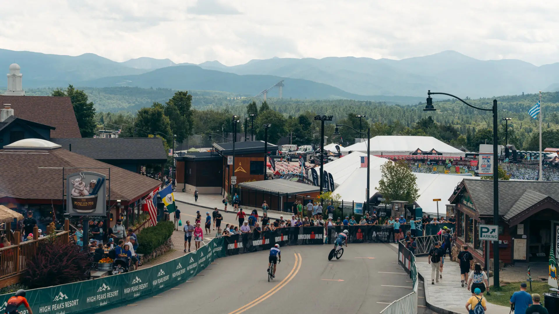 Cyclists during the Lake Placid Ironman