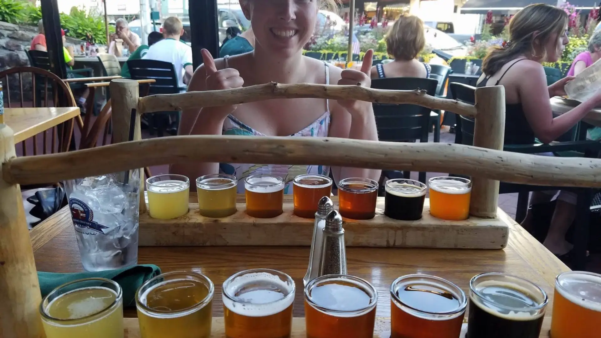 My cousin, Molly, excited to try her beer flight!