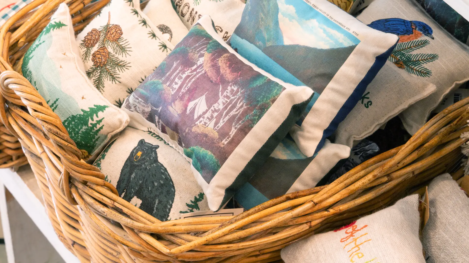 An assortment of balsam stuffed pillows to scent your home.