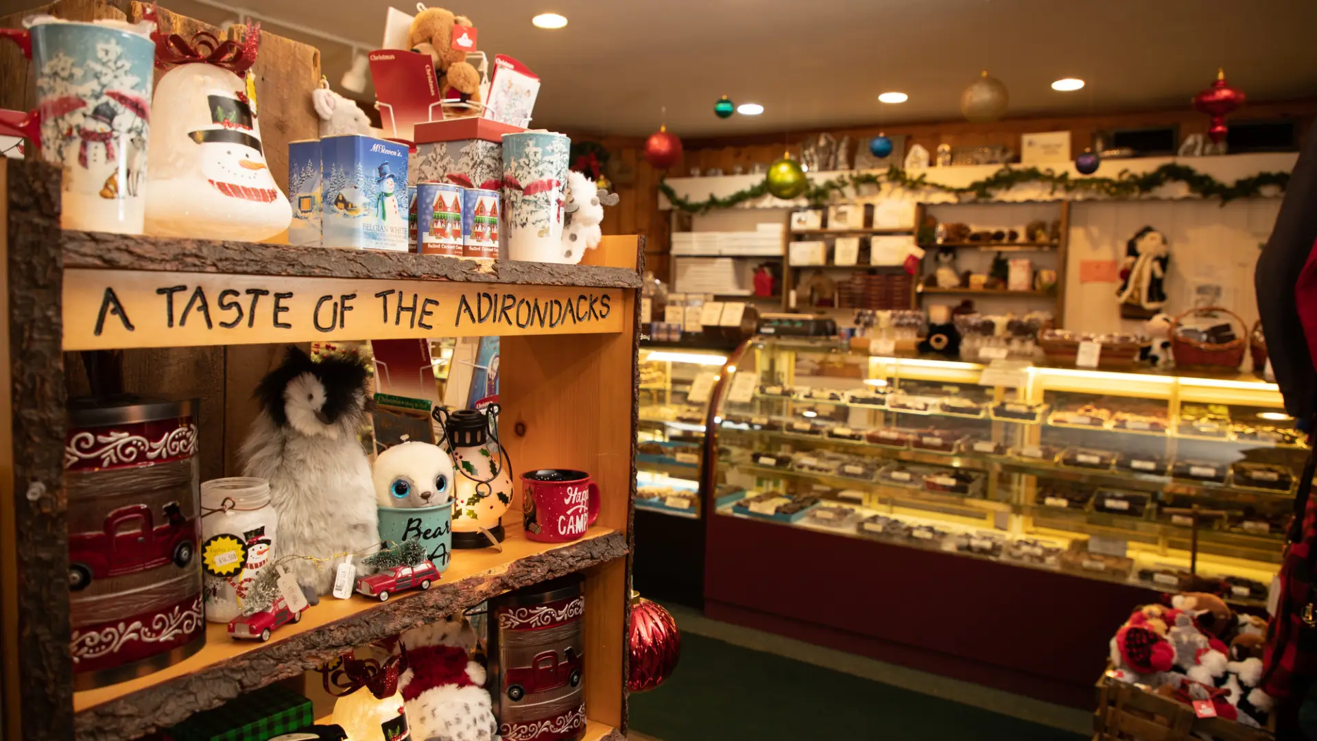 A local convenience store in the Adirondacks with baked goods and items for purchase.