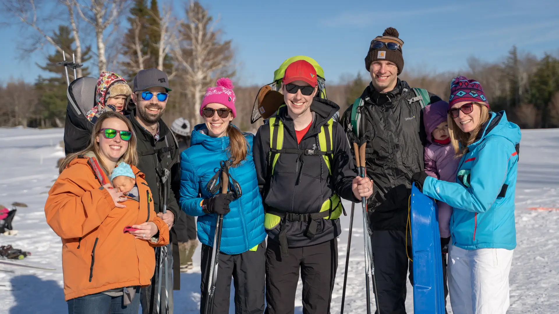 Group of cross-country skiers. 