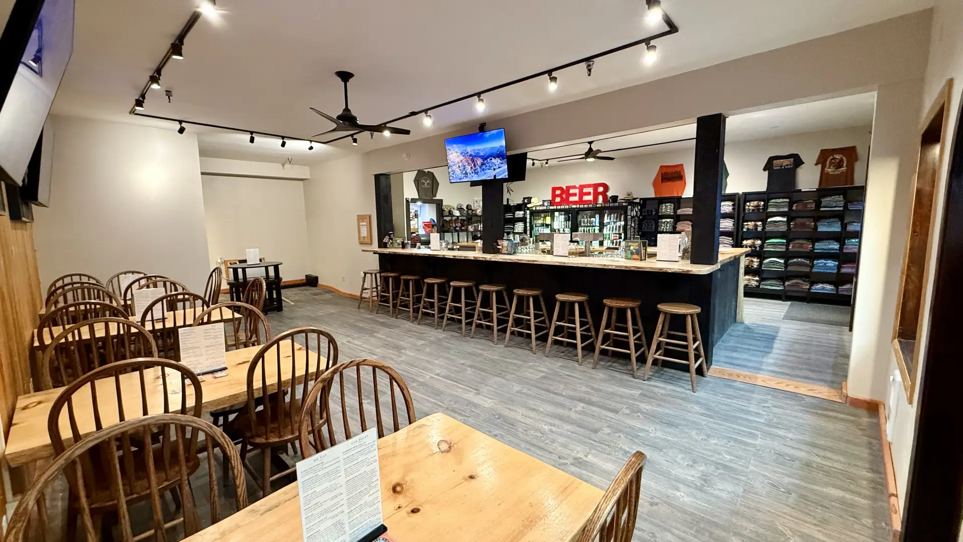 Dining area at the Raquette River Brewing Taproom