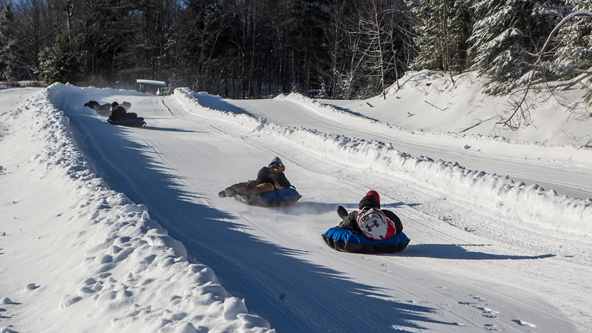 People tubing down Mt Pisgah