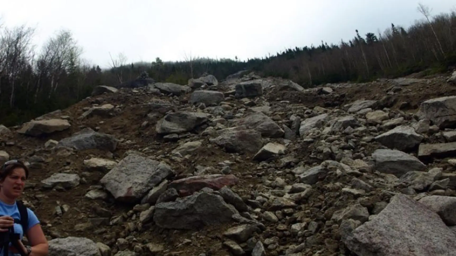 A steep eroded slope up a mountain