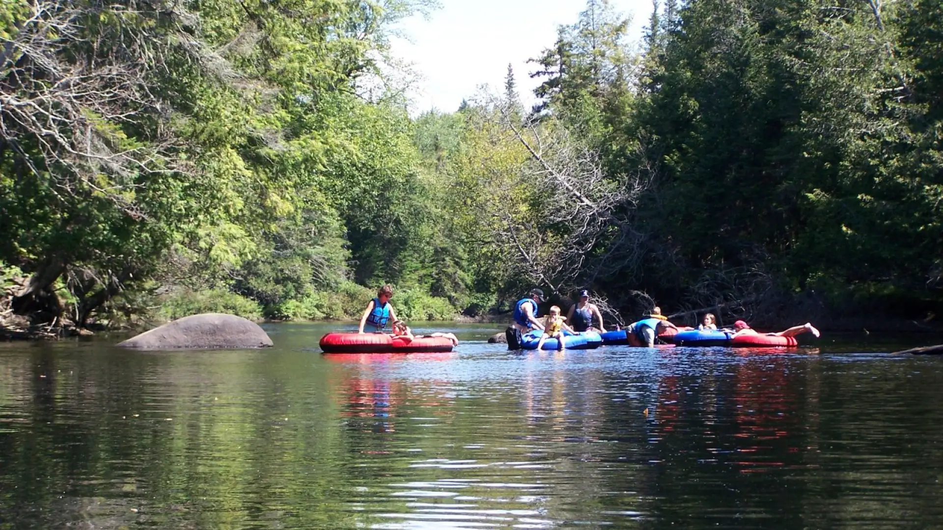 Floating along the upper reaches of the Hudson River near Newcomb.