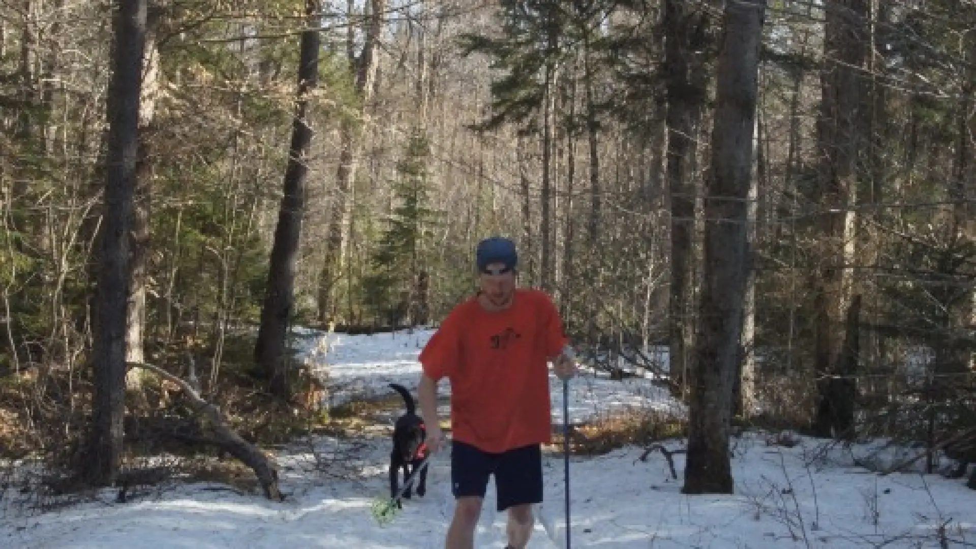 Alan and Wren spring skiing Fish Pond Trail