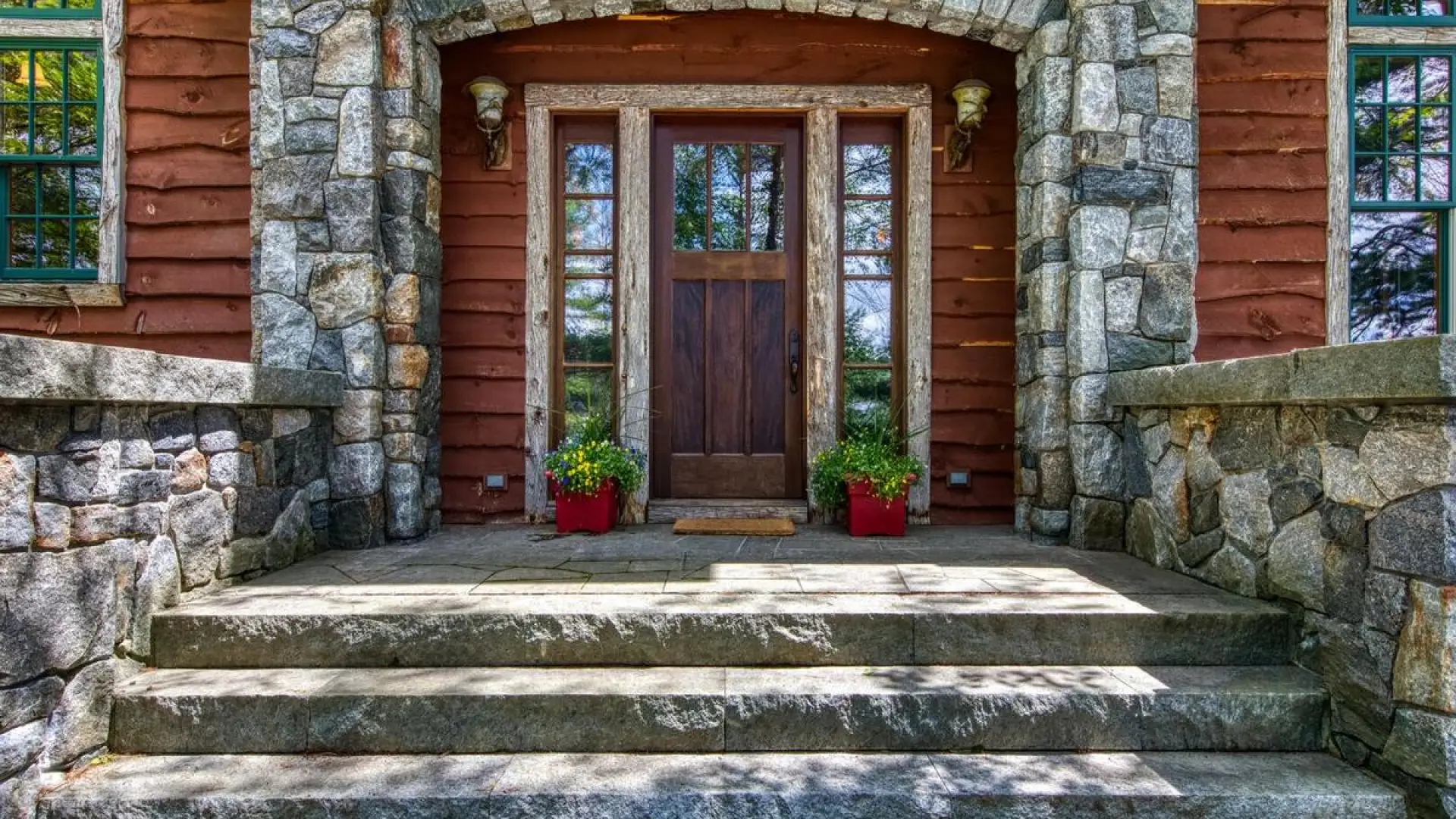 grey stone entry way