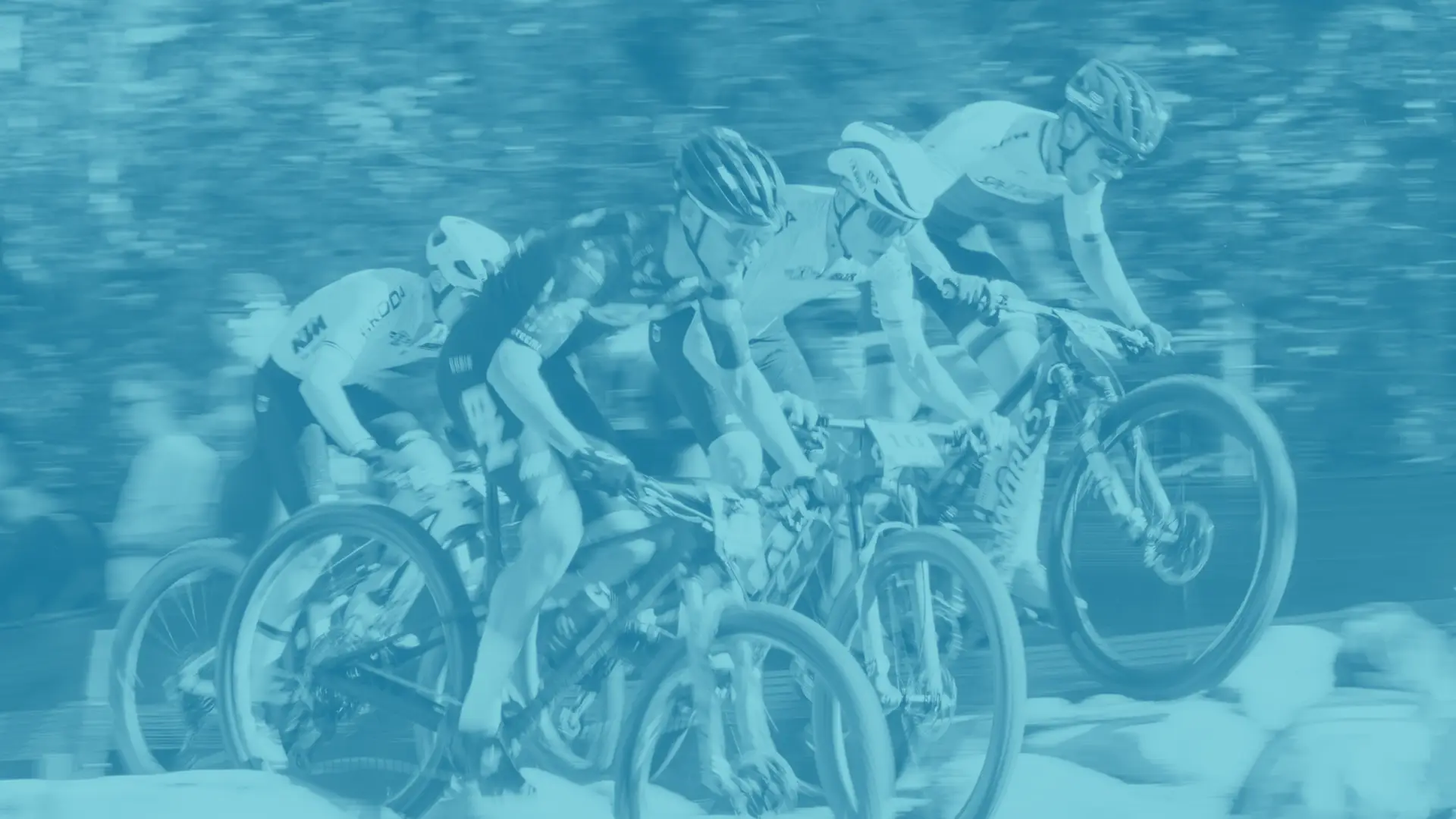UCI mountain bike competitors race to the finish line