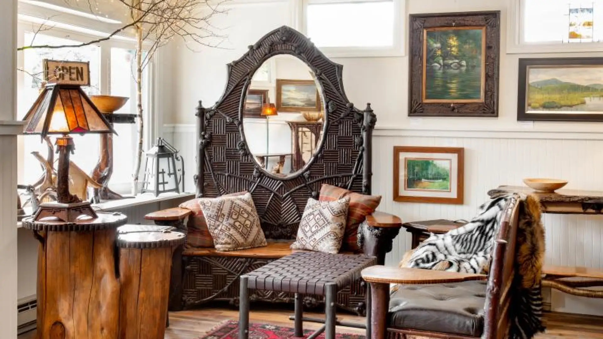 A rustic furniture store in Lake Placid.
