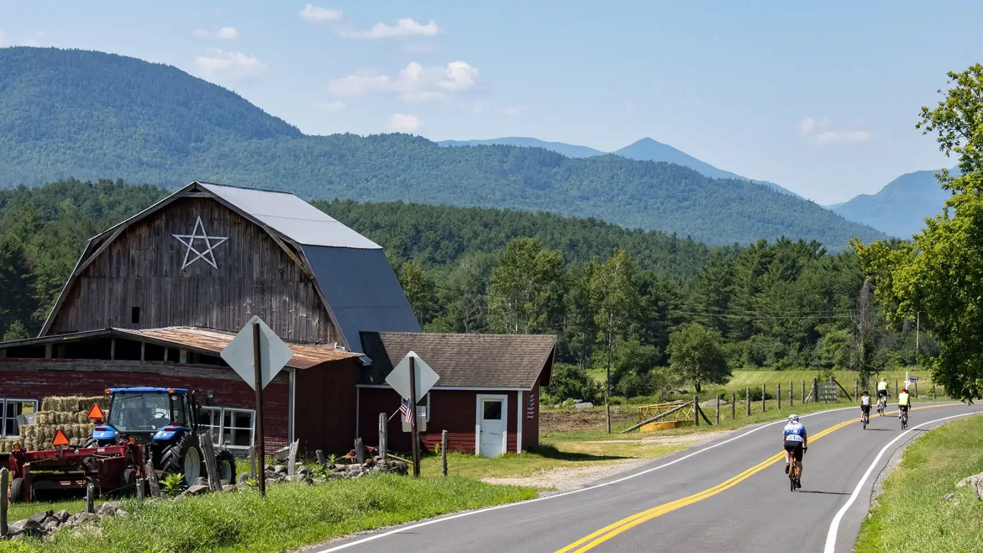 Cyclists on a back road in Lake Placid