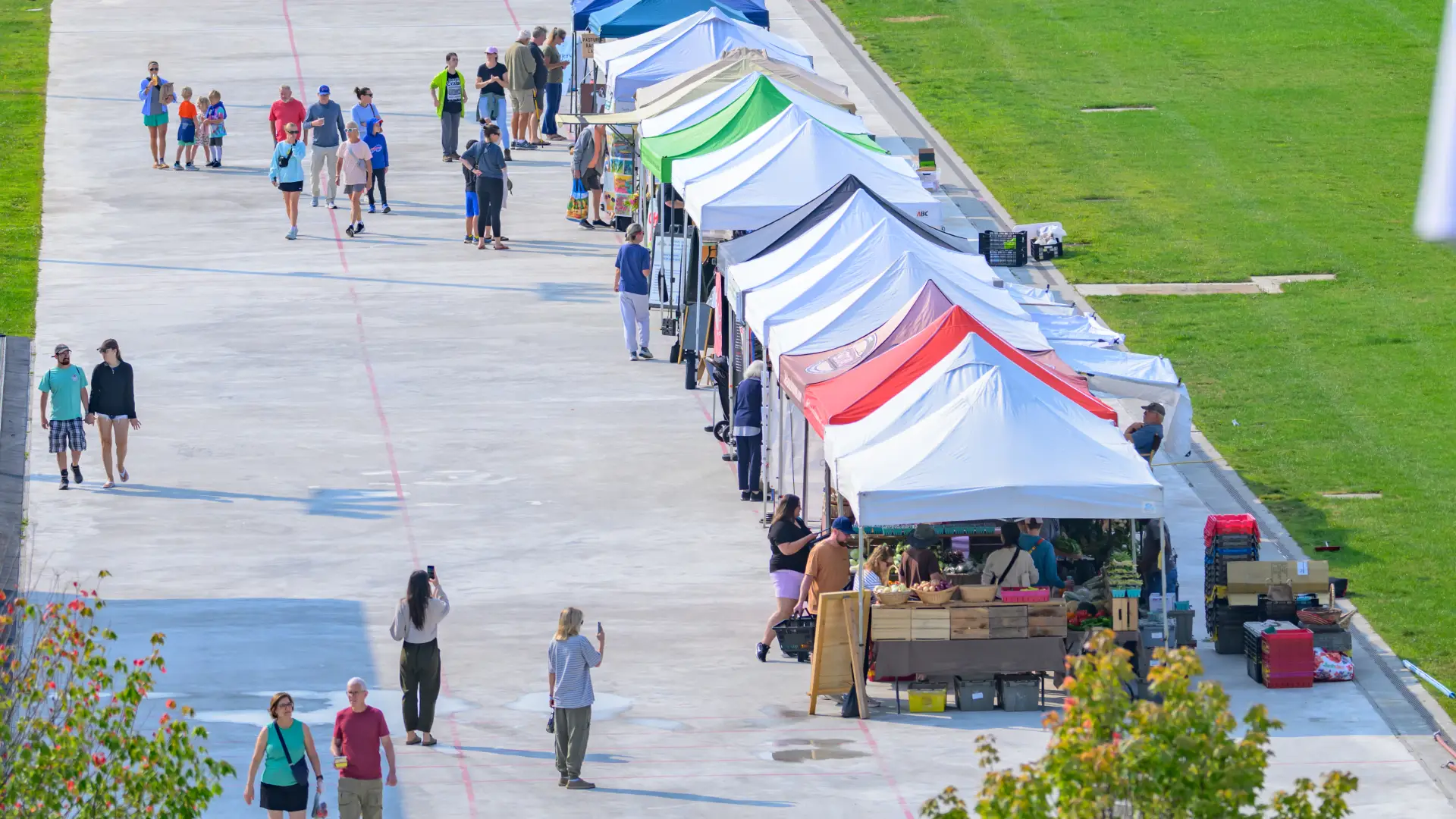 Vendor line up with customers shopping
