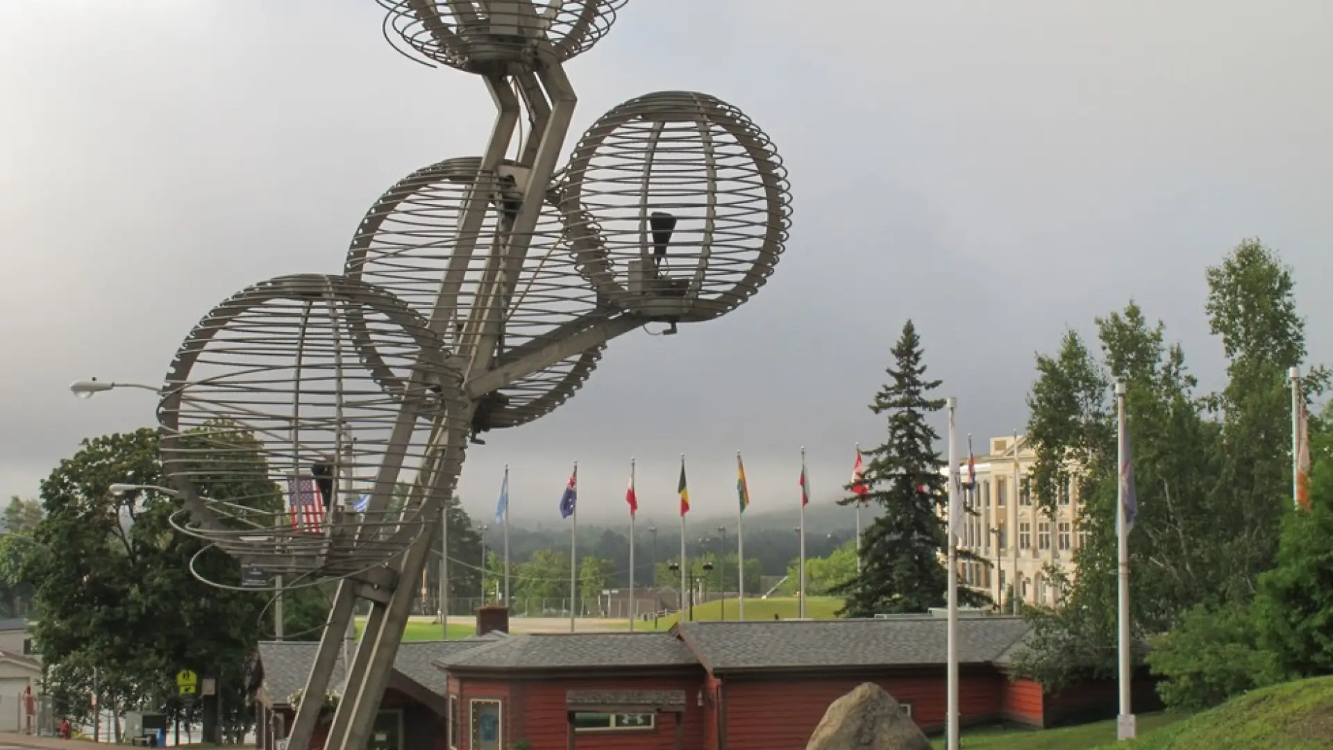Olympic Center Overlook with the Sonja Henie ice sculpture.