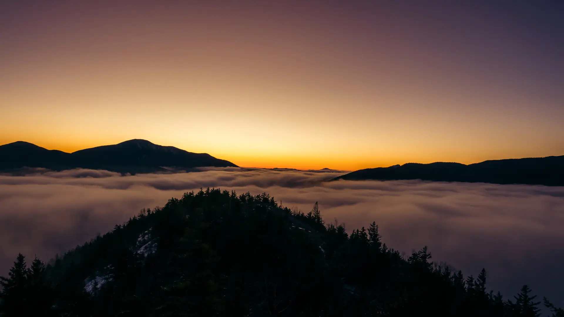 Winter sunrise over the Adirondack Mountains