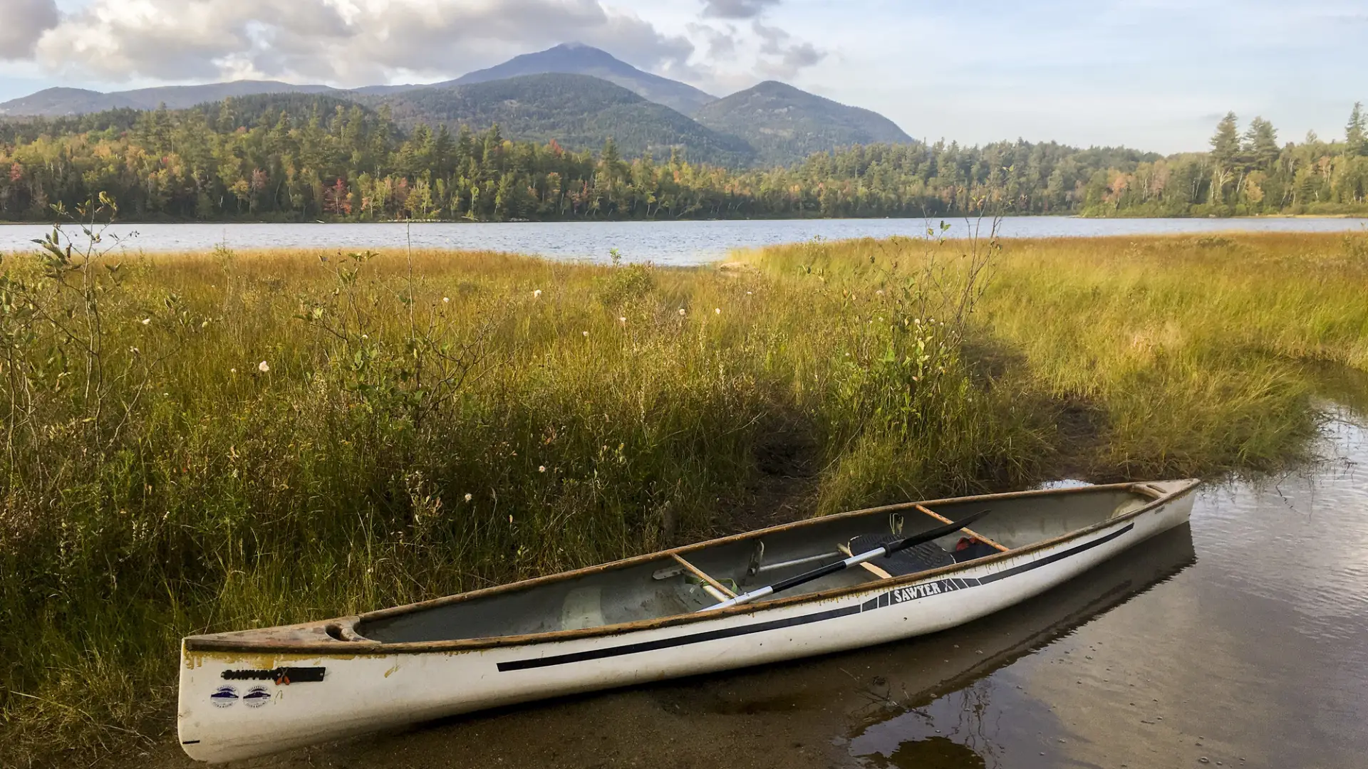 Canoe on shore of Connery Pond