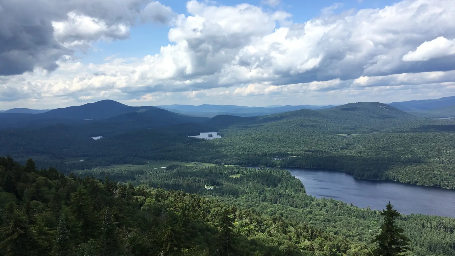 Mountain and lake views from the top of a mountain