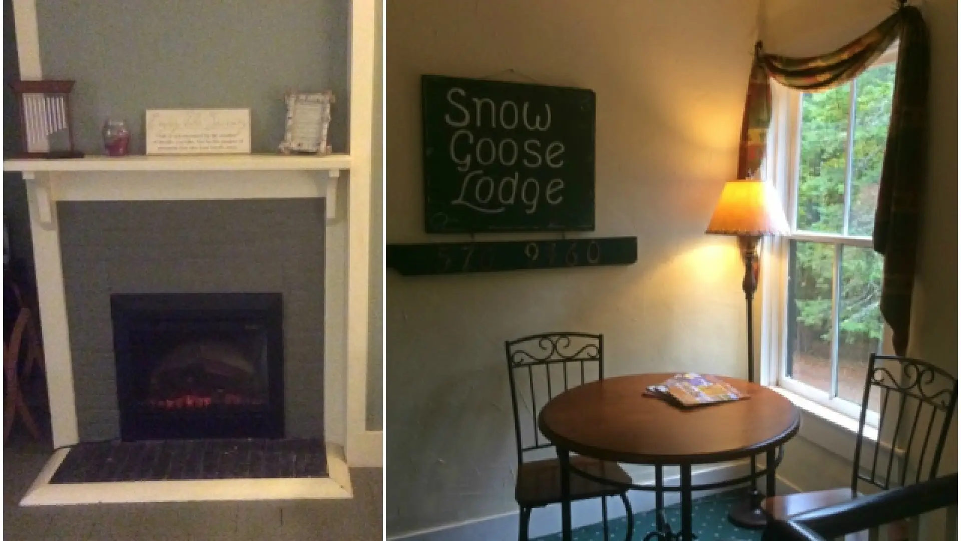 Most rooms have a fireplace with a mantel for a cozy look (left). Many nooks for relaxing and for reading a good book in (right).